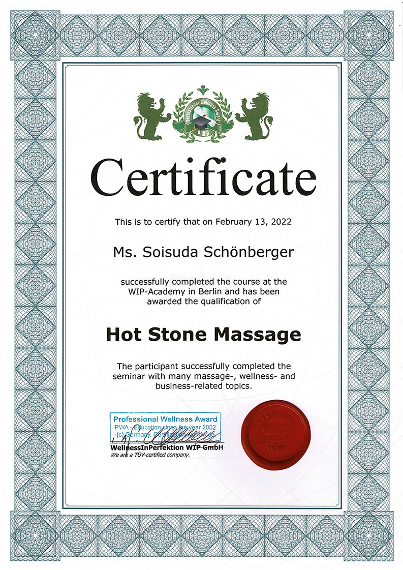 Zertifikat Hot-Stone-Massage